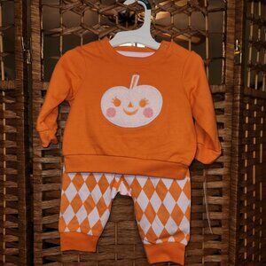 Cat & Jack Halloween Pumpkin Two Piece Outfit - Size 0-3m - NWT